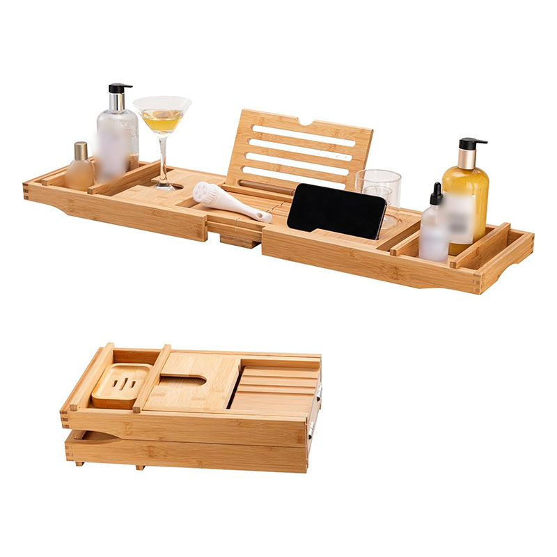 Folding Bamboo Bath Bathtub Caddy Rack Tray