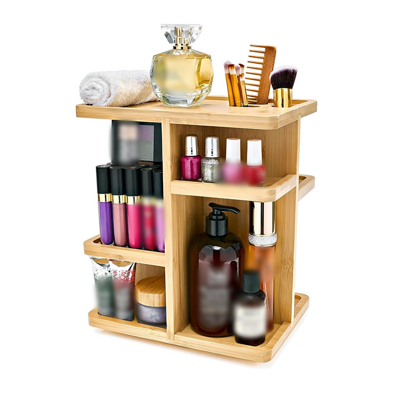 Rotating Bamboo Makeup Storage Rack