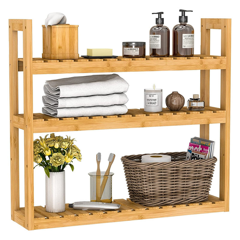 Bamboo Bathroom Towel Storage Shelf Rack