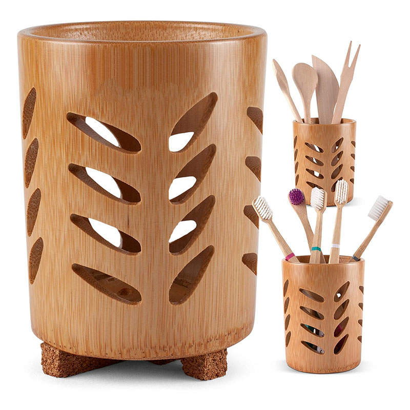 Bamboo Toothbrush Holder for Bathroom Storage Organizer