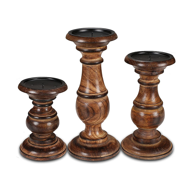 Wooden Candle Stand Holders Set for Table