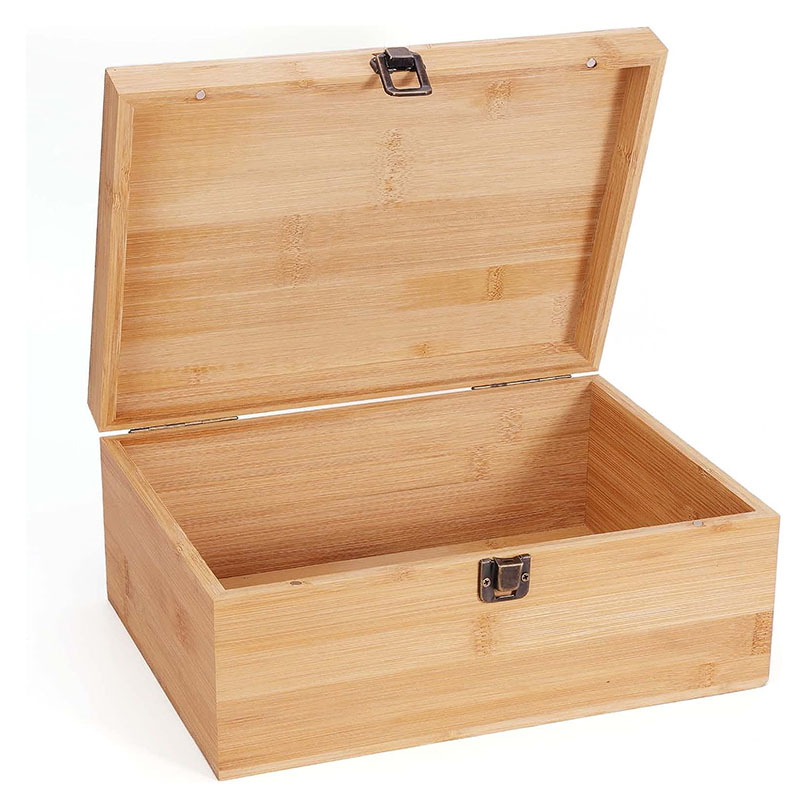 Decorative Storage Box Bamboo with Hinged Lid