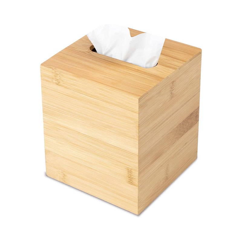 Bamboo Tissue Box Holder with Sliding Bottom