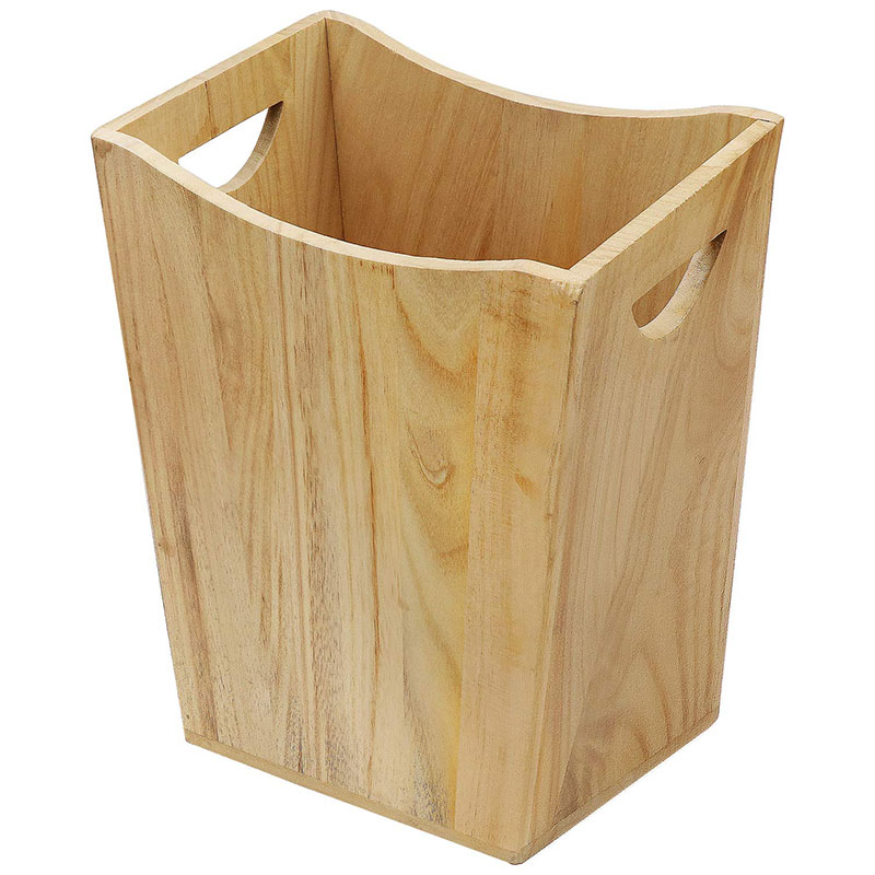 Bamboo Trash Can Wastebasket Bin with Handle