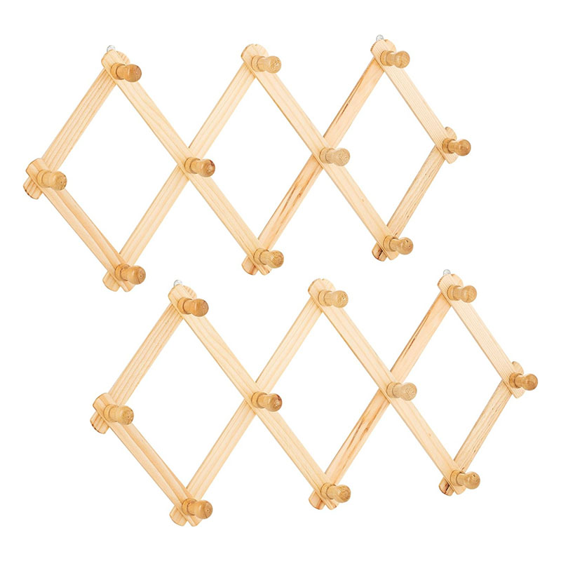 Wall Mounted Wood Rack Multifunction Bamboo Hanger Hooks