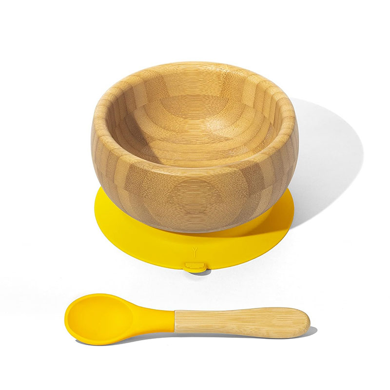 Bamboo Baby Bowl with Silicone Spoon Set Feeding Supplies