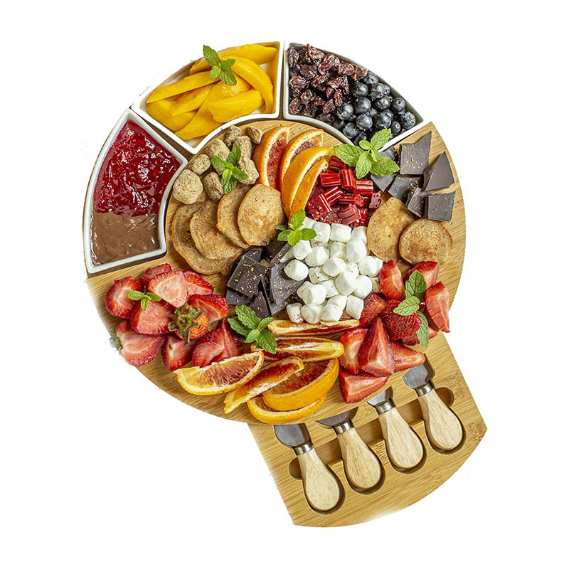 Bamboo Charcuterie Cheese Board with Knife Set