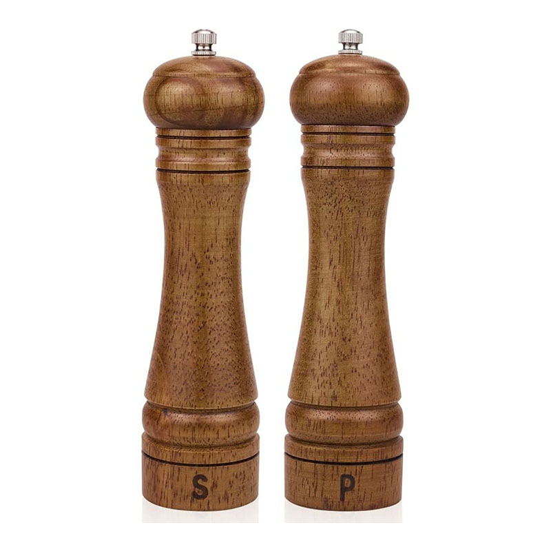 Solid Wood Salt and Pepper Grinder Set Adjustable