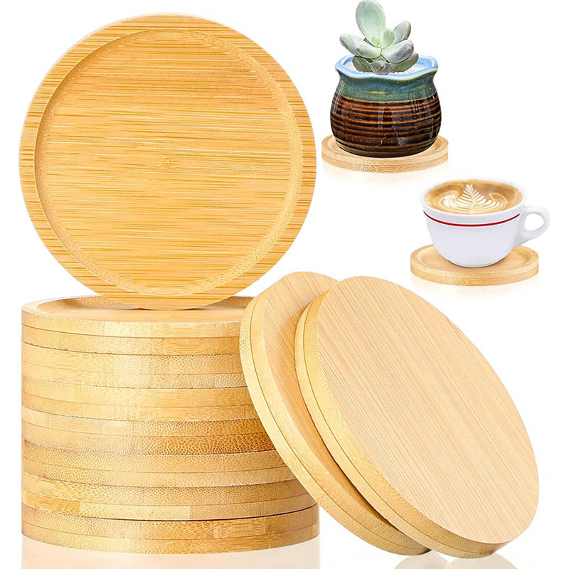 Round Bamboo Coaster Small Plant Trays