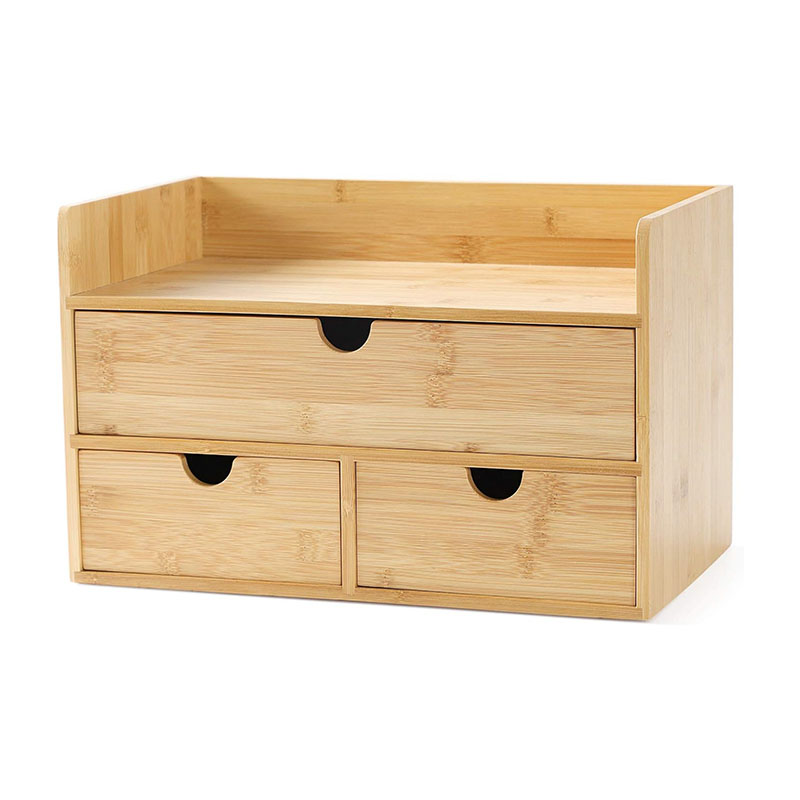 Bamboo Desk Storage Organizer with Drawer for Office
