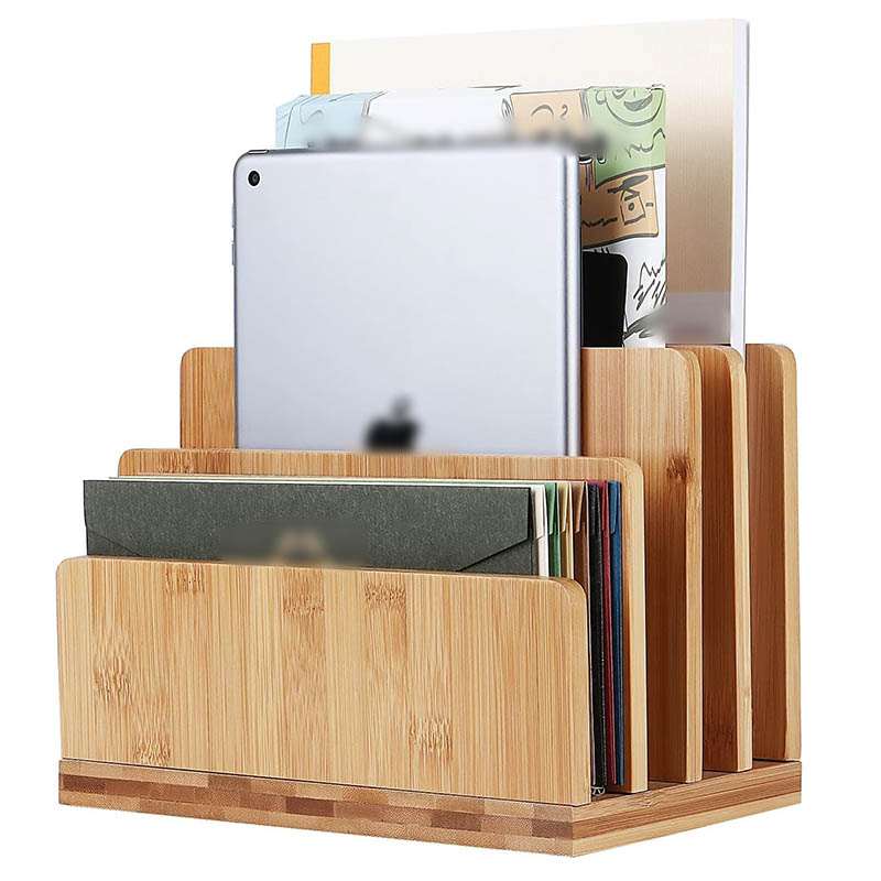 Bamboo File Mail Organizer Countertop
