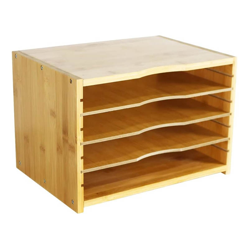 File Organizer with Shelves Bamboo Document Tray
