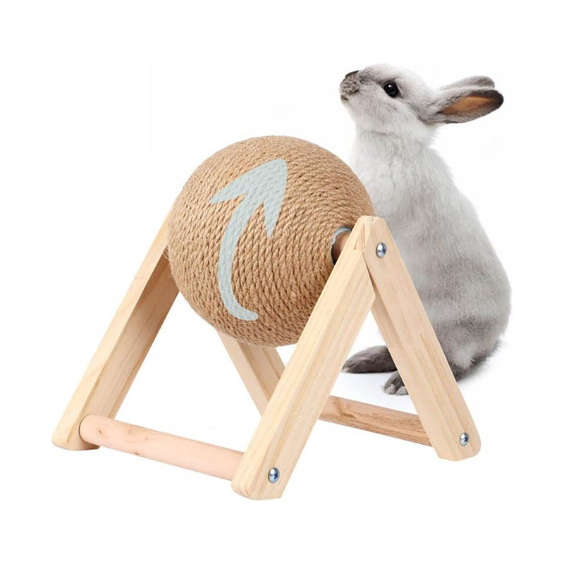 Scratch Toy Natural Sisal Scratching Ball with Stable Wood Base