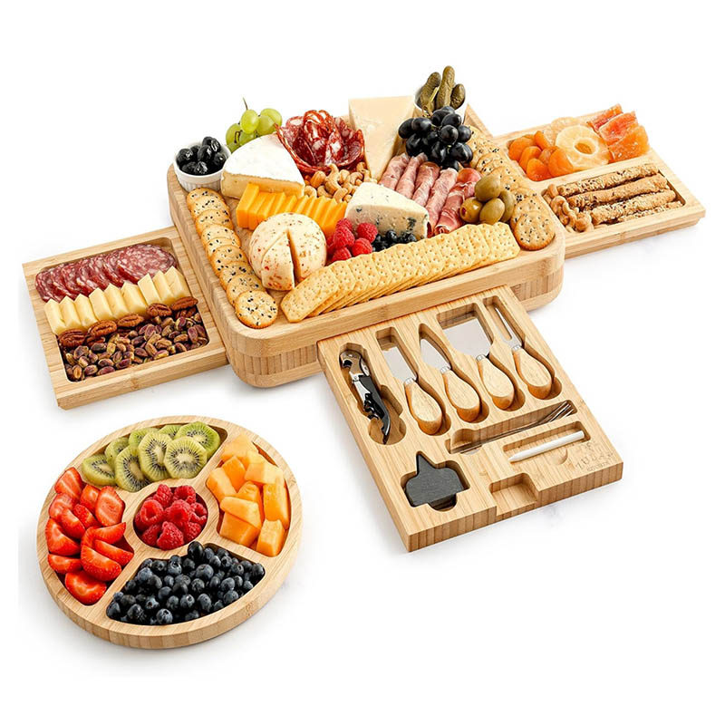 Large Bamboo Charcuterie Boards and Knife Set