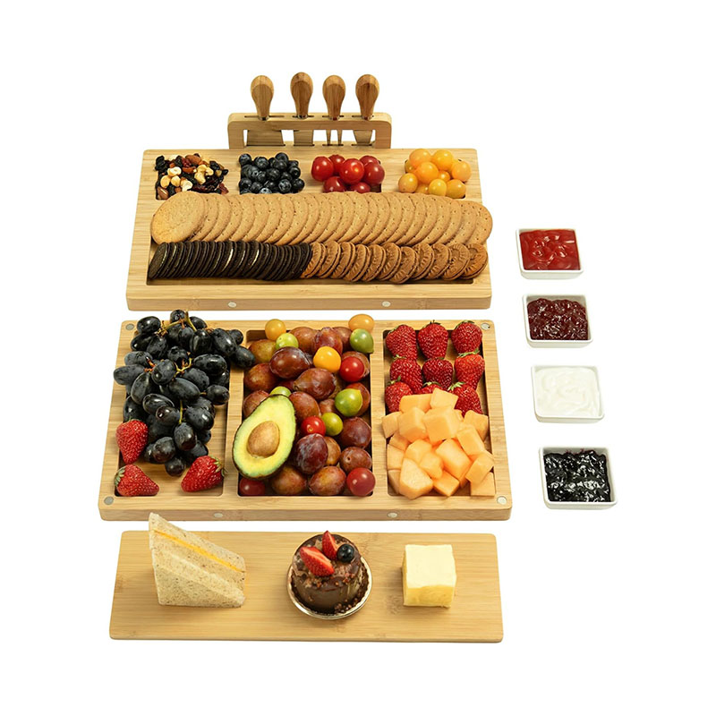 Charcuterie Cheese Boards Set with Stainless Steel Knives and Bowls