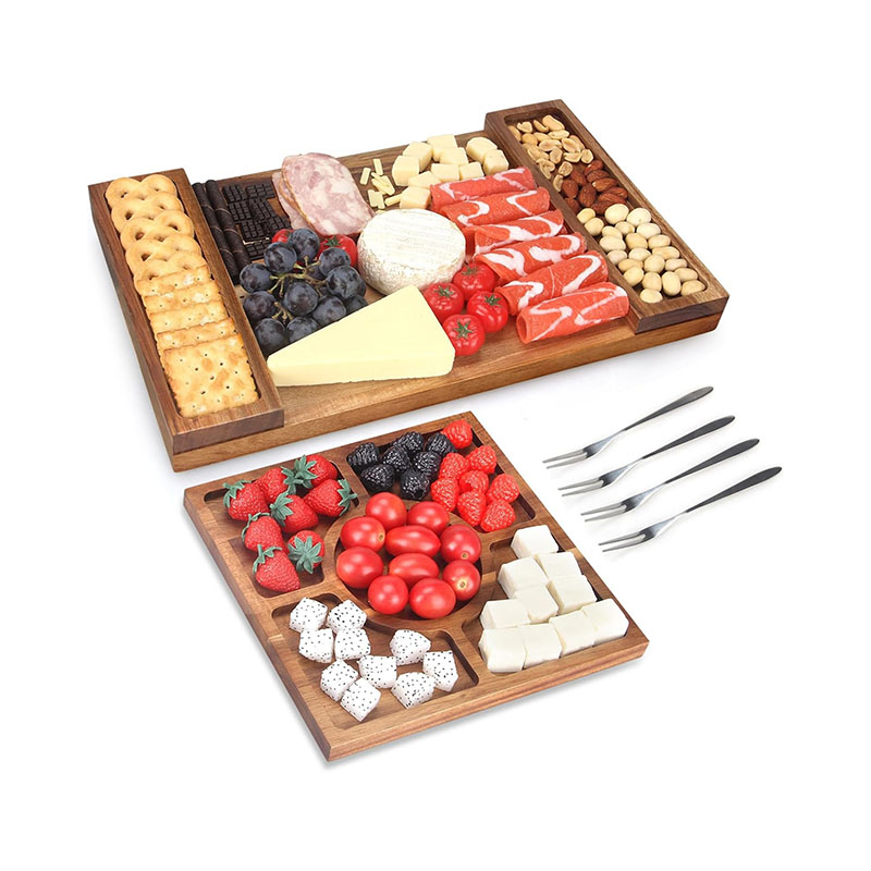 Acacia Wood Charcuterie Board Set of 6 Food Serving Tray