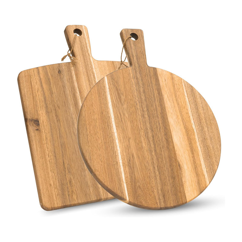 Acacia Wood Cutting Board with Handle Pizza Board Set