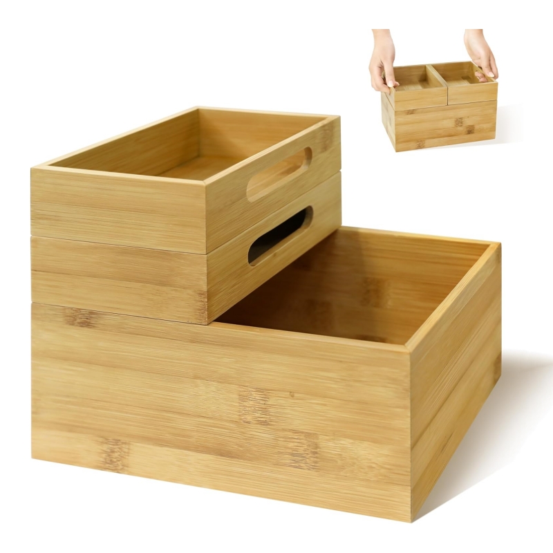 Bamboo desktop storage boxes enhance the quality of home life