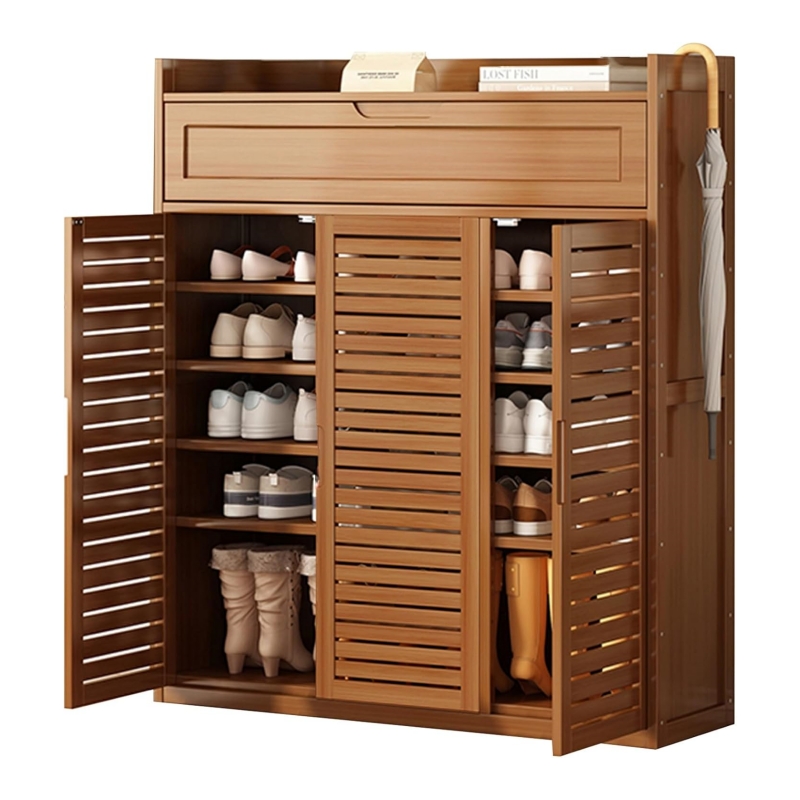 The functional design of bamboo shoe cabinet is suitable for various family needs