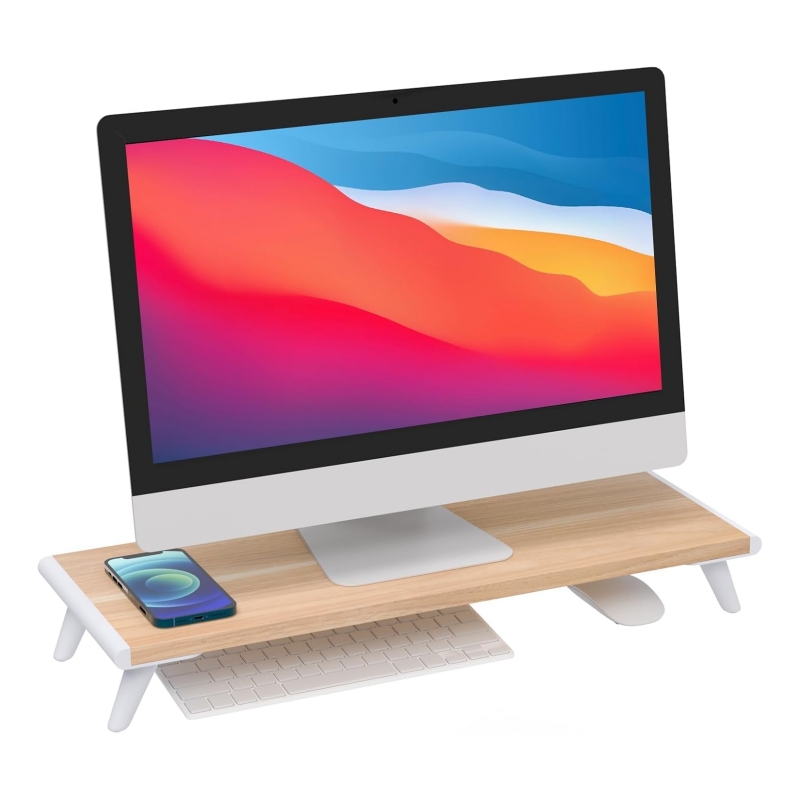 The wooden desktop stand is a durable and beautiful essential item for office use