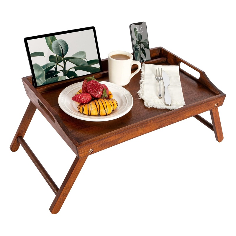 Wooden bed table brings a comfortable home office and study environment