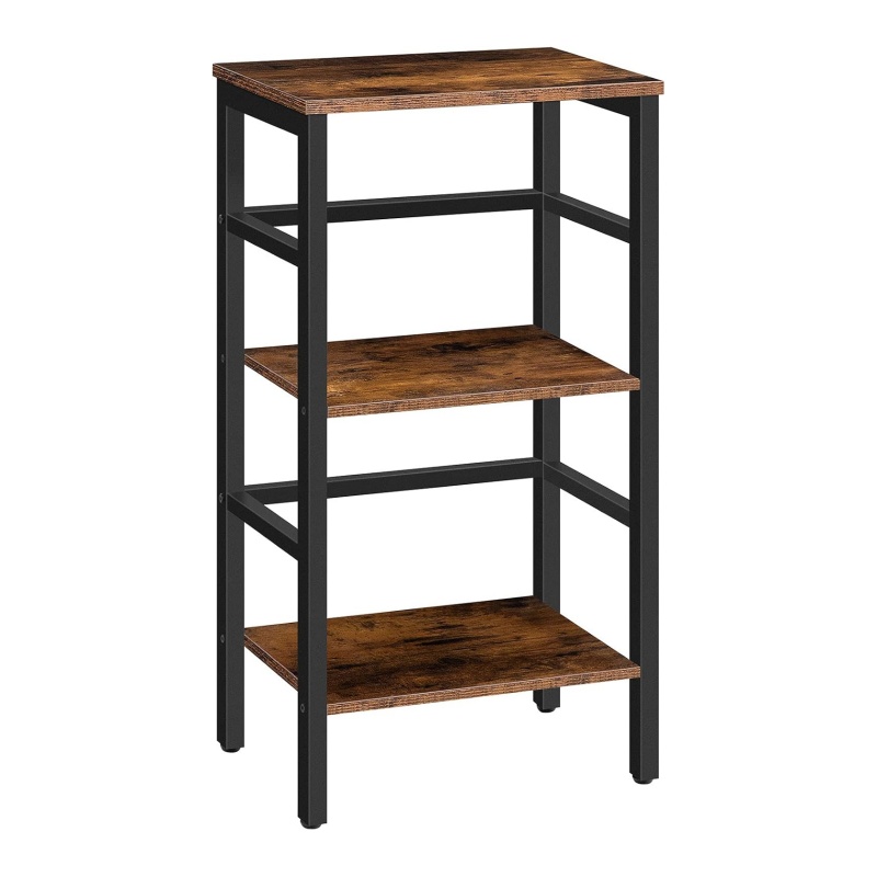 The design of the wooden storage rack makes the home more layered