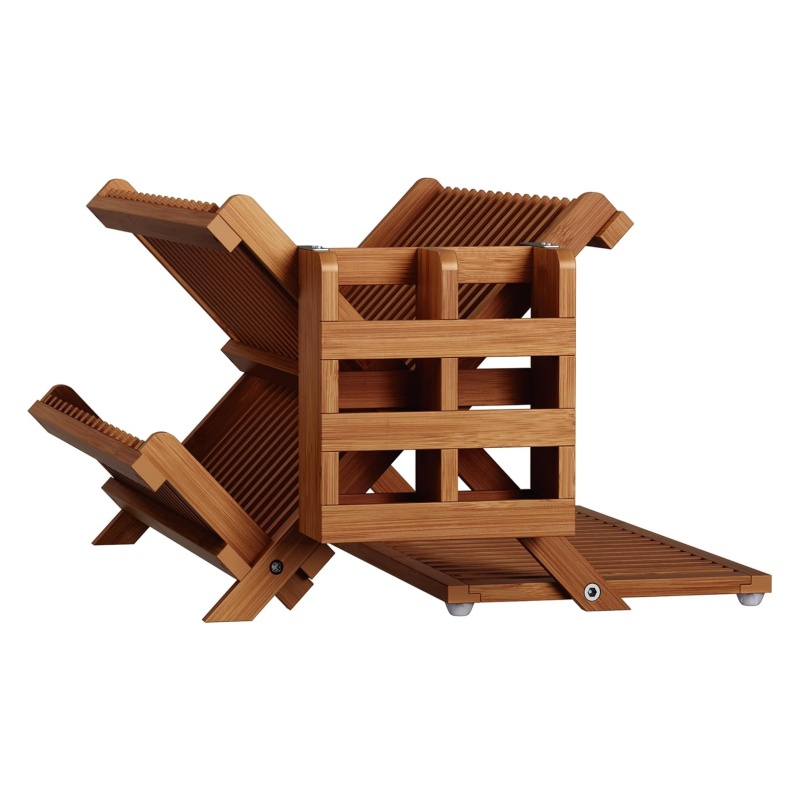 Wooden dish racks help the kitchen look beautiful and function