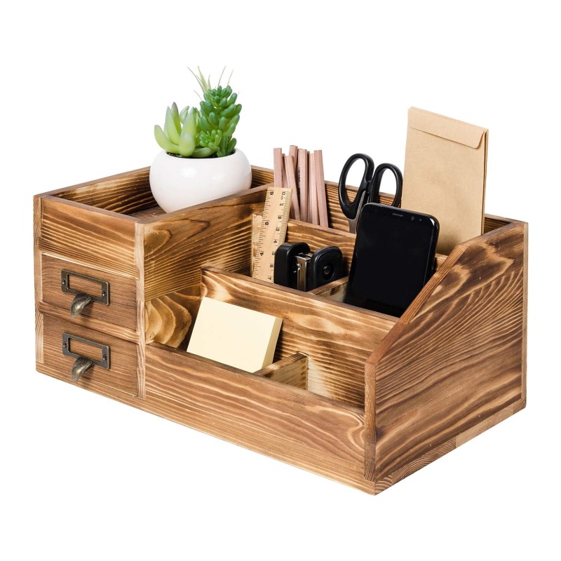 Wooden desktop storage gives your desk a brand new look