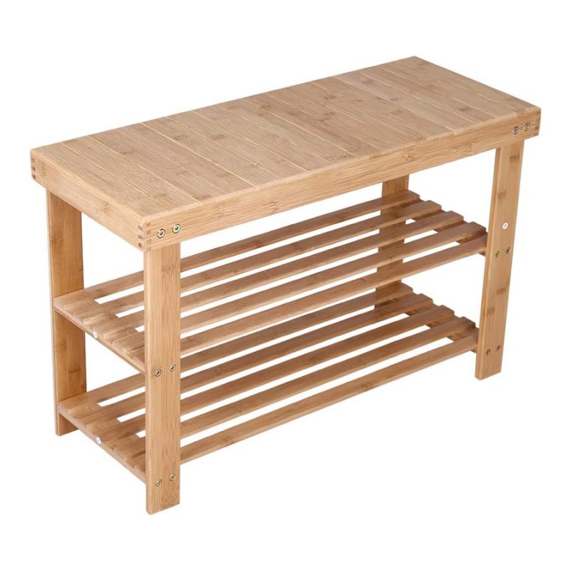 Bamboo shoe stools provide more storage space for the home