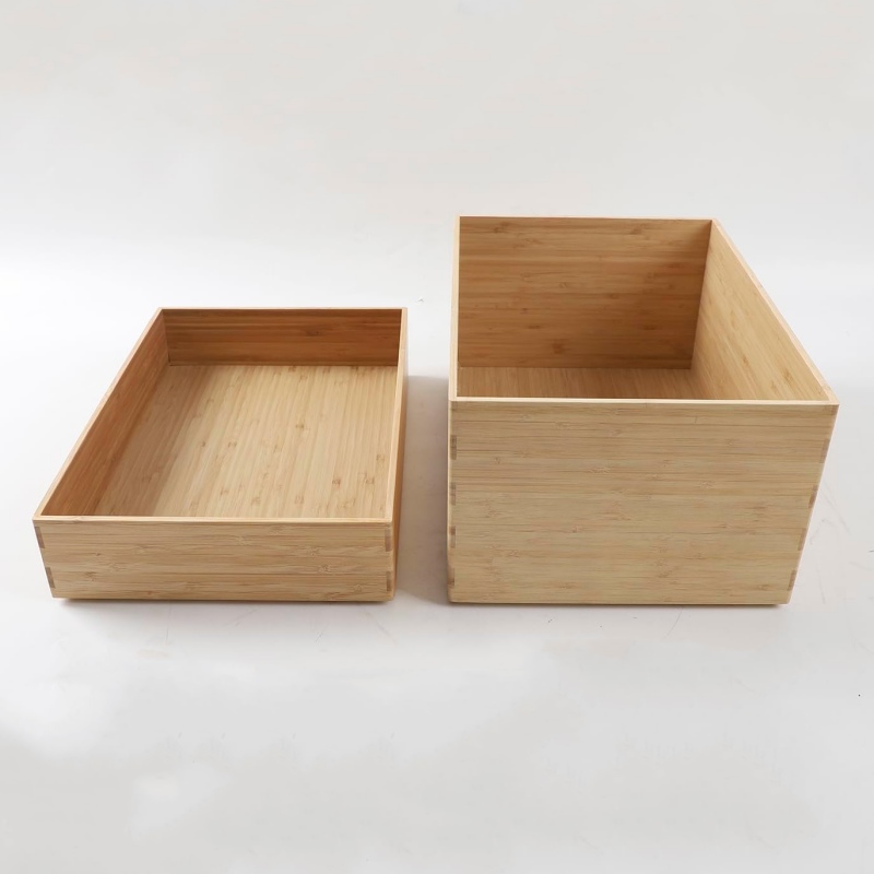 Bamboo storage boxes help create a fresh and tidy home environment