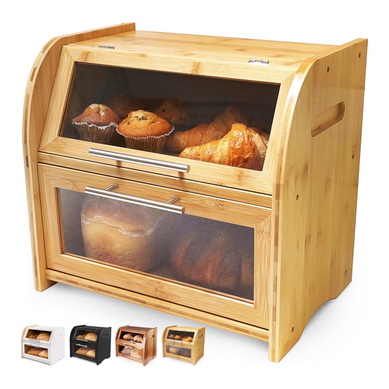 The bamboo bread box is simply designed yet full of natural charm