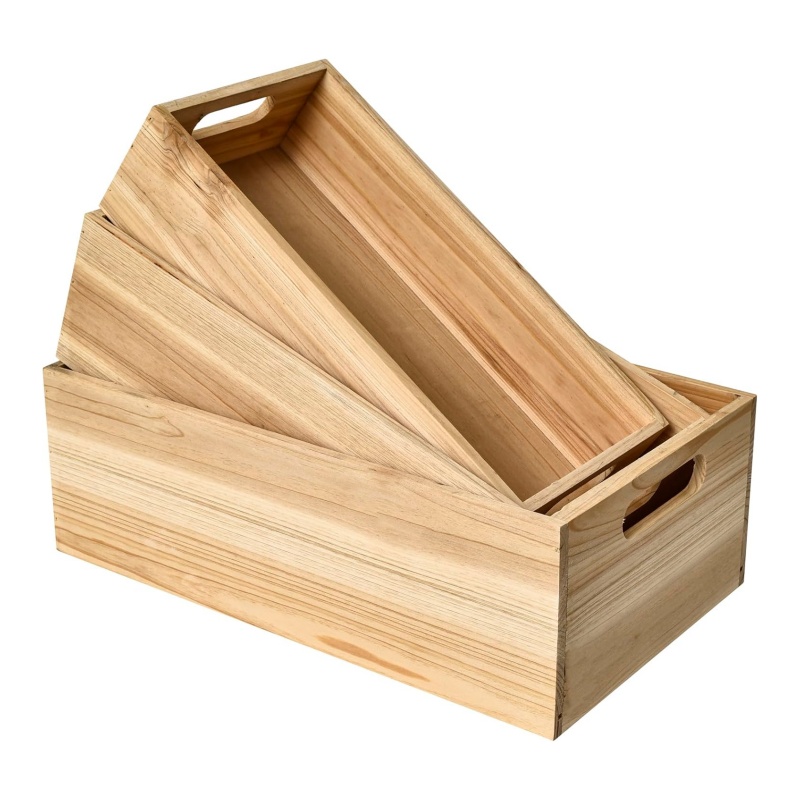 Wooden storage boxes make the home neater and more orderly