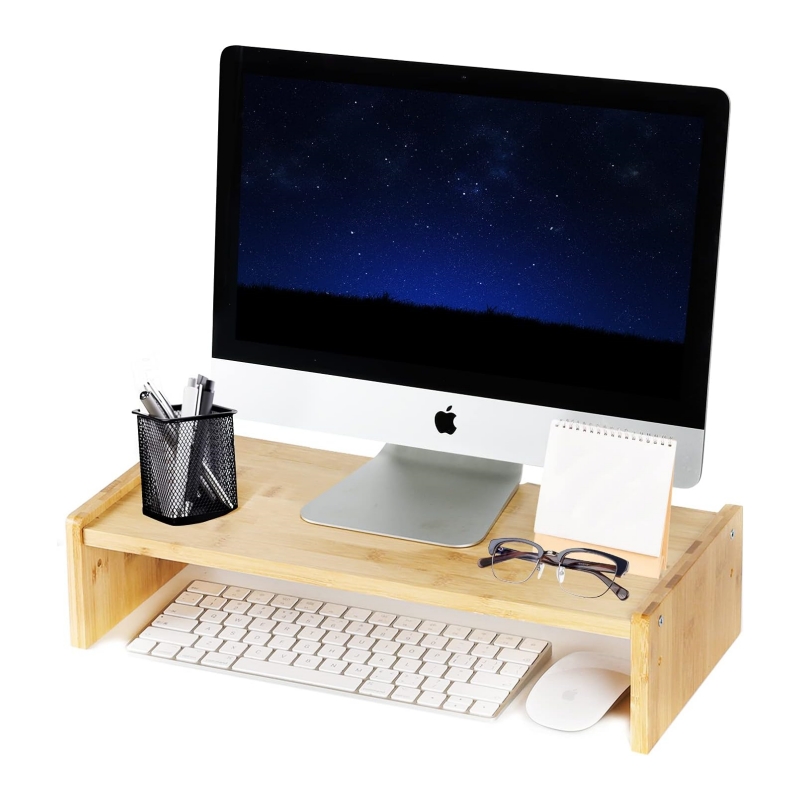 The lightweight design of the bamboo monitor stand riser is suitable for use in various places