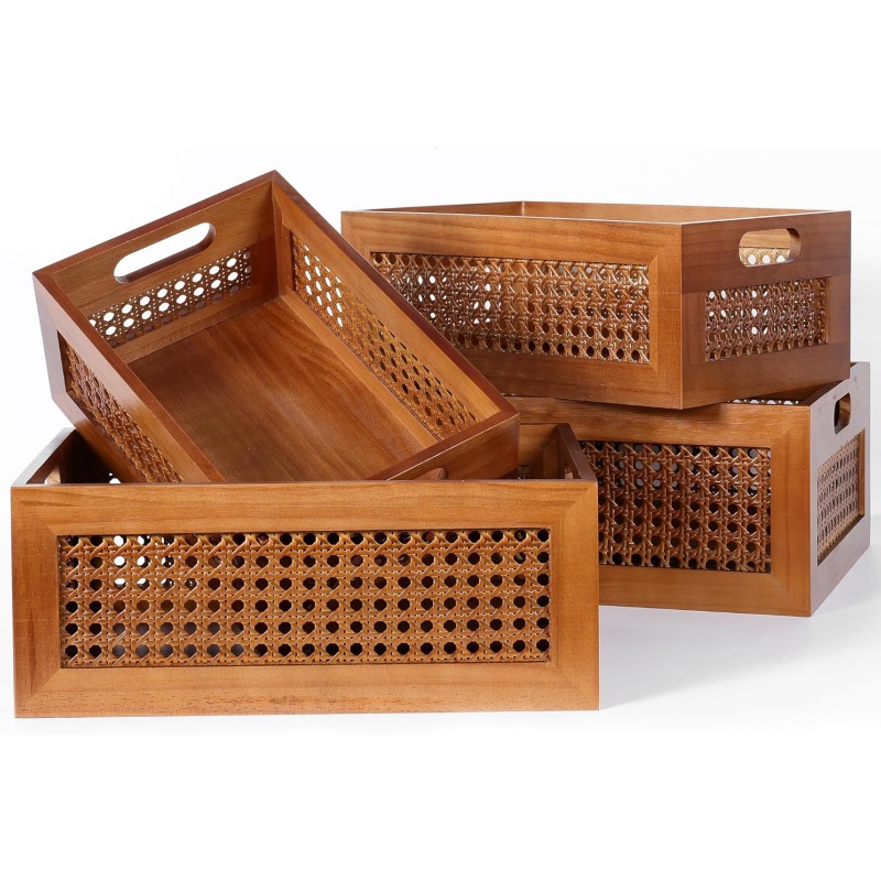 Let the wooden storage baskets bring a warm and orderly home experience