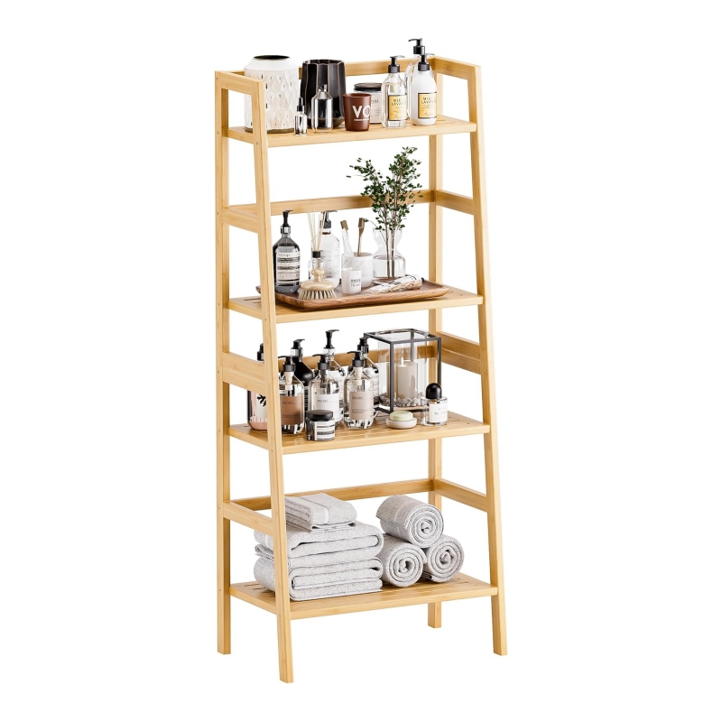 Bamboo shelves create a sense of neatness and harmony in the home