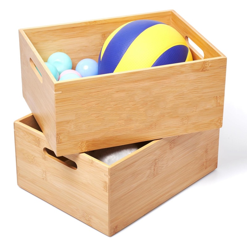 Bamboo storage bins add a natural touch to your living space