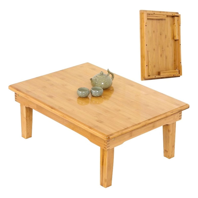 The bamboo folding table adds a natural touch to your living room