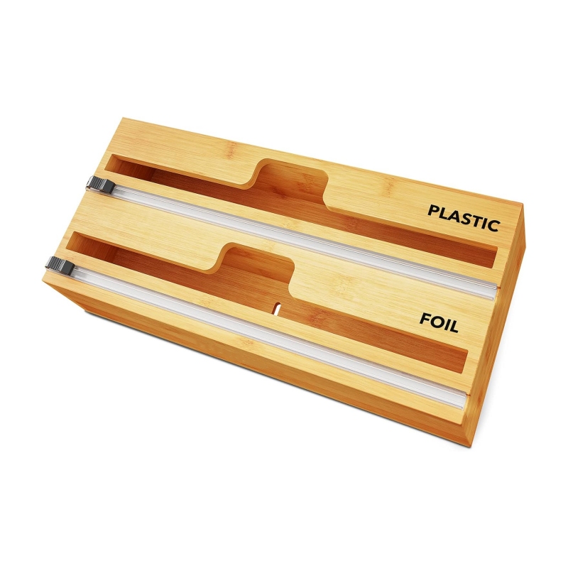 The bamboo and wooden plastic wrap cutter makes the kitchen more concise