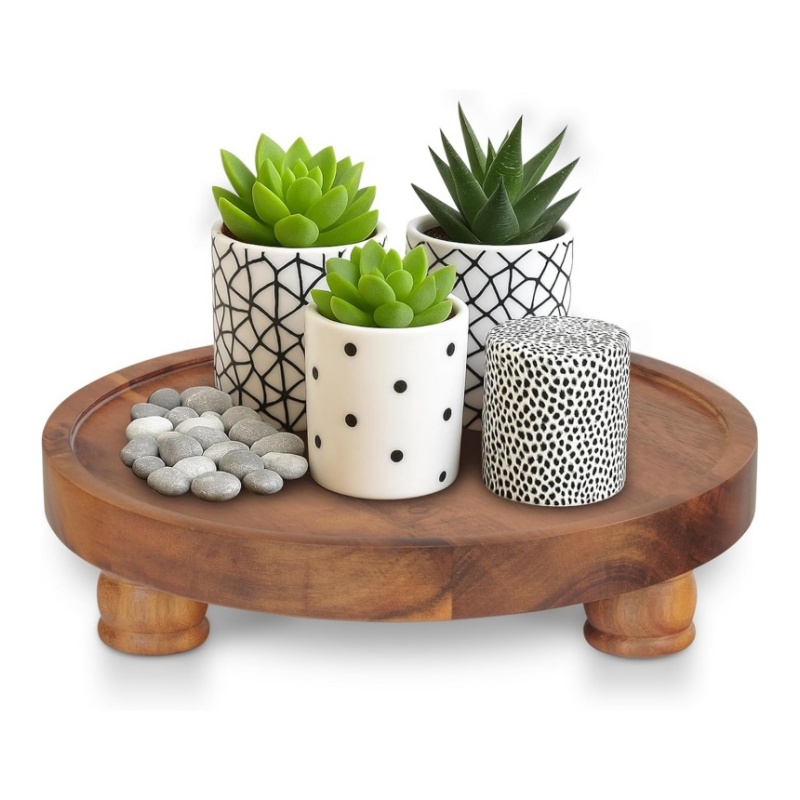 The wooden flowerpot base enhances the flower-growing experience