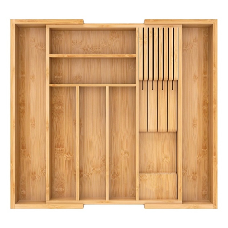 Bamboo drawer organizer brings a comfortable storage experience to life