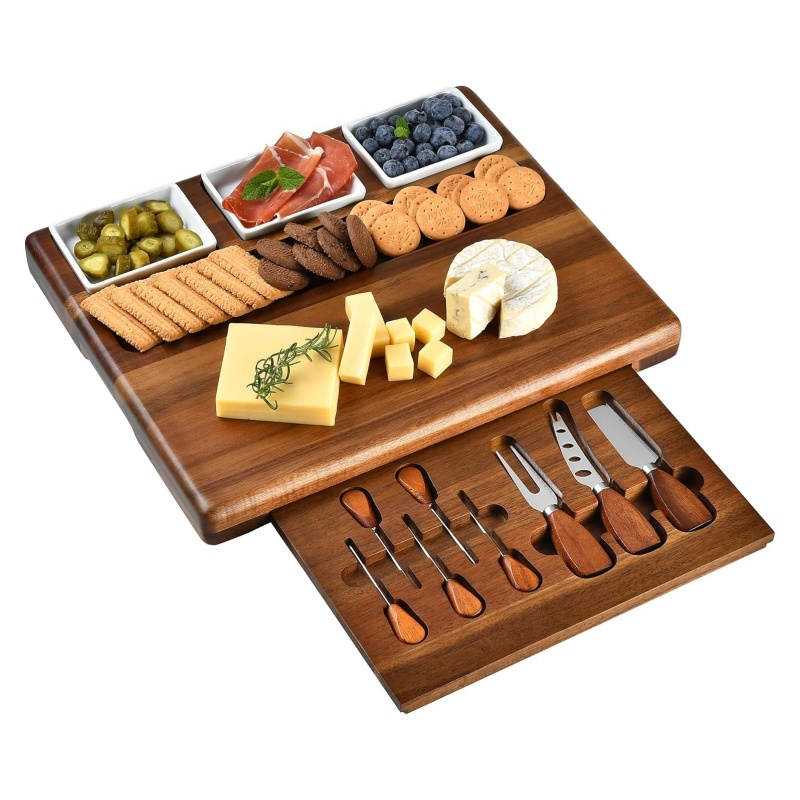 The wooden charcuterie board makes every meal more of a higher quality