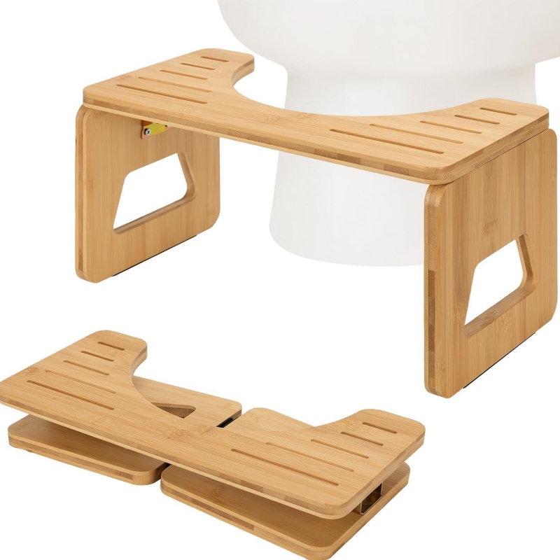 The bamboo toilet stool offers you a dual experience of comfort and nature