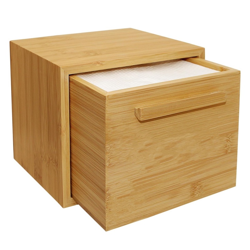 The eco-friendly bamboo tissue box brings a combination of warmth and nature