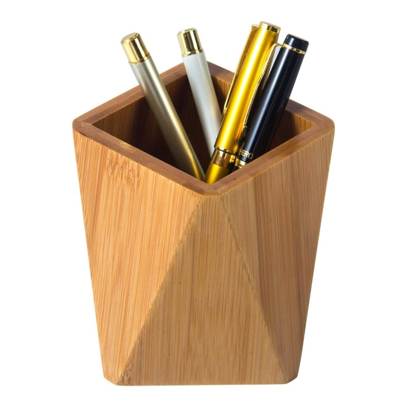 The fresh design of the bamboo pen holder makes the office more tasteful
