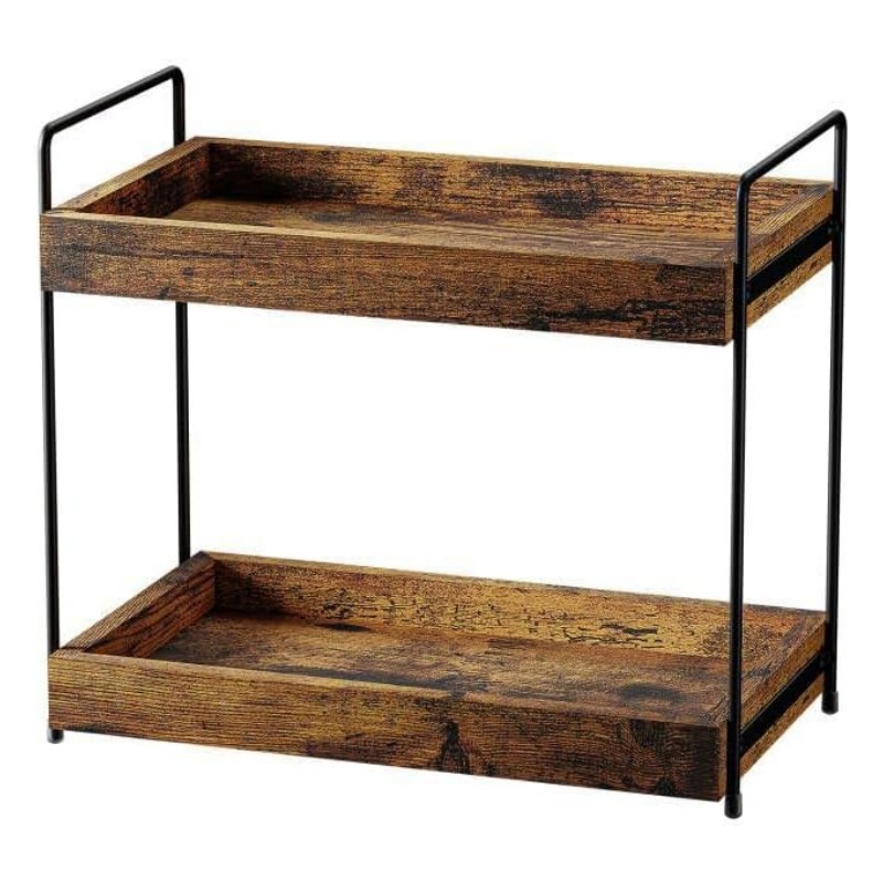 Wooden kitchen shelves create a neat and orderly kitchen environment