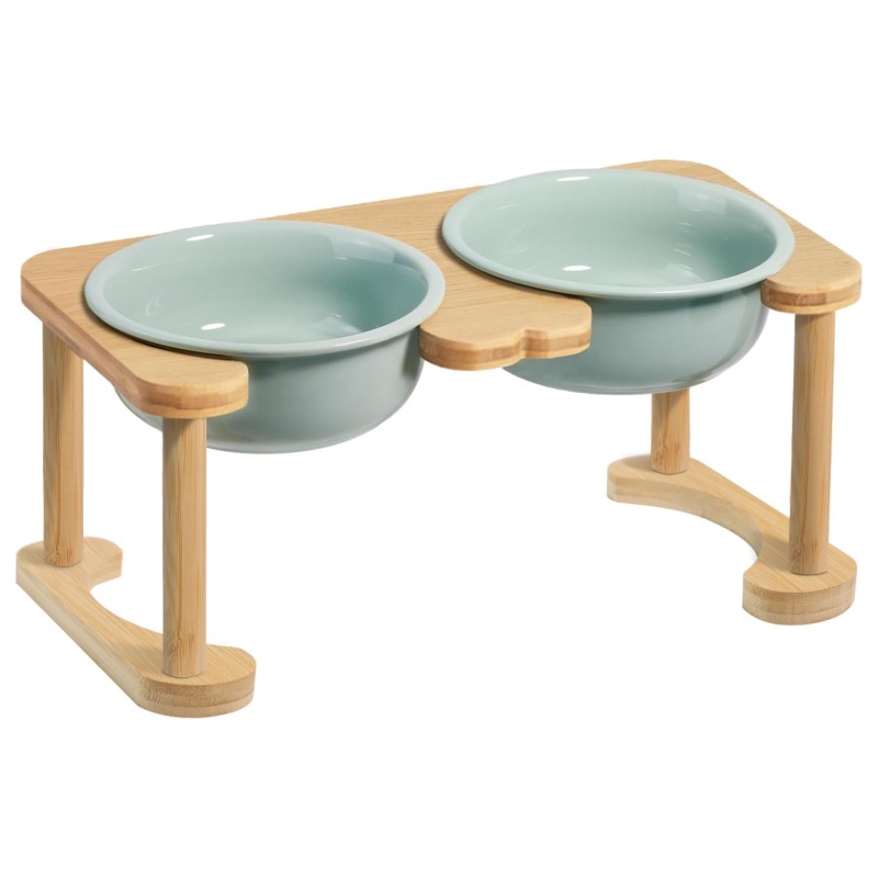 Bamboo pet bowl racks offer pets a better dining experience