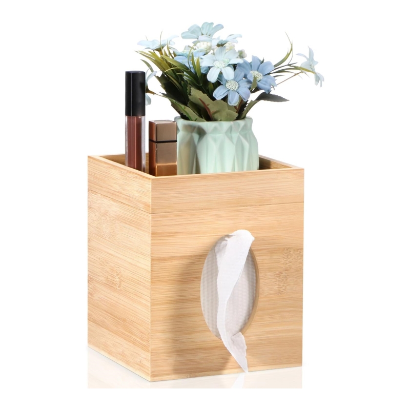 The simple yet not simplistic bamboo tissue box makes the home more cozy