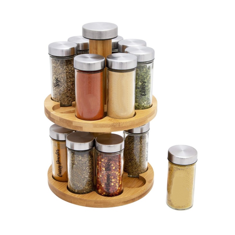 Bamboo seasoning rack in the natural style of pyrotechnics