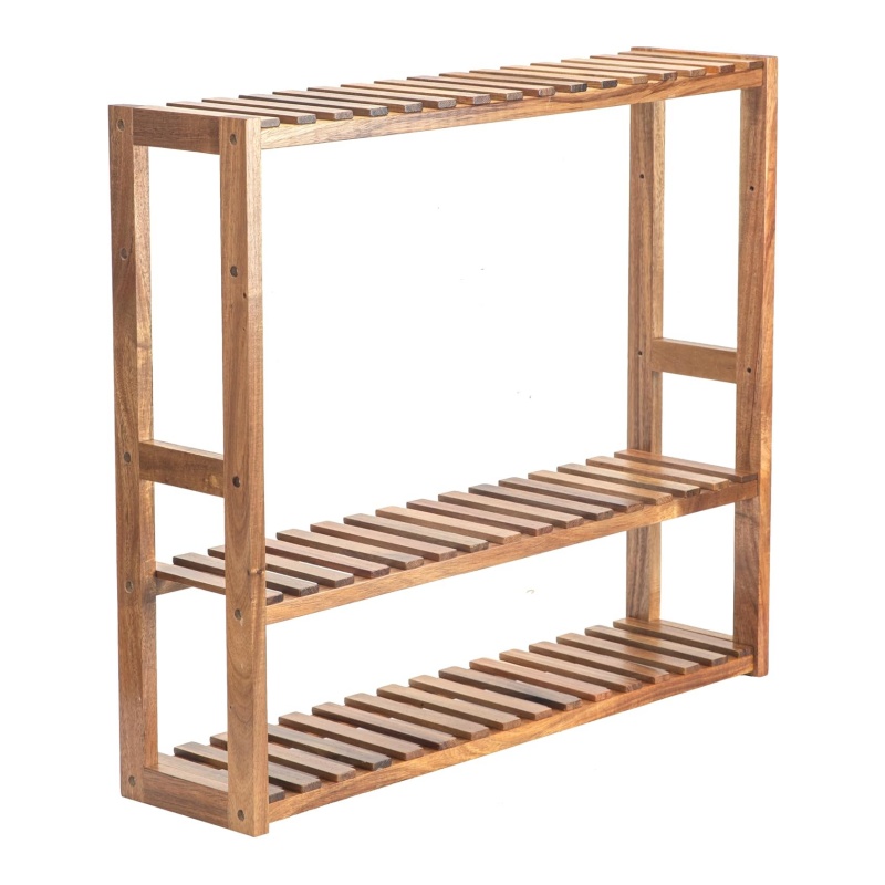 How can the multi-functionality of wooden shelves be perfectly demonstrated