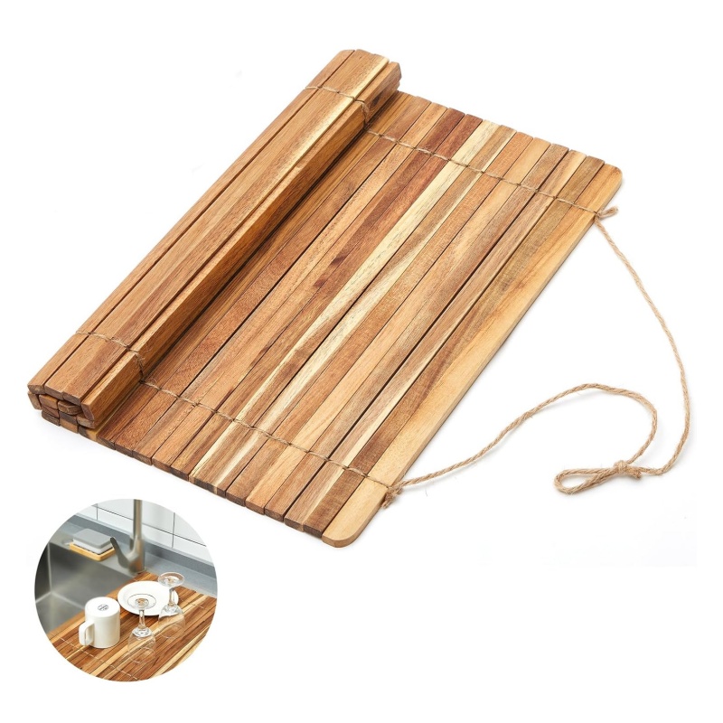 Bamboo and wooden dish racks make kitchen storage a tasteful plus